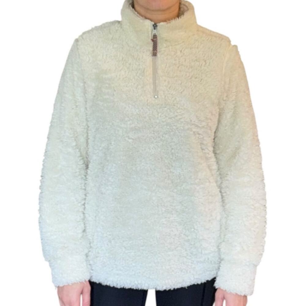 Weatherproof Sherpa Sweatshirt Cream 1/4 Zip Pullover Long Sleeve Size Small